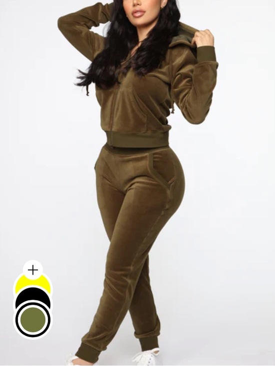 Fashion Nova Pants - Fashion Nova Trendsetter Velour Jogger Set - Olive